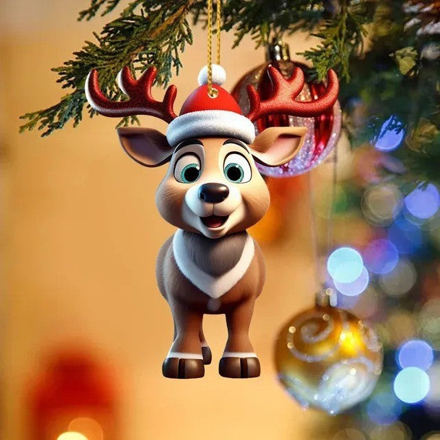 Christmas Tree Cute Deer Christmas Hat Deer Pendant Decorations