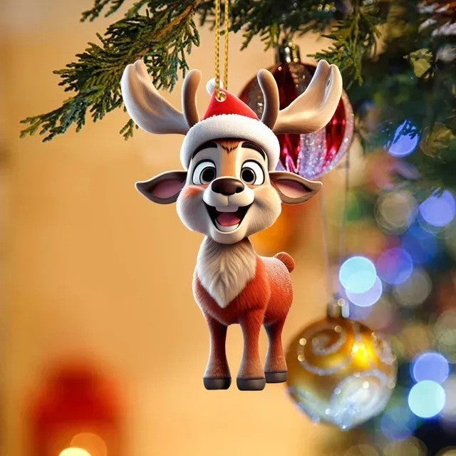 Christmas Tree Cute Deer Christmas Hat Deer Pendant Decorations