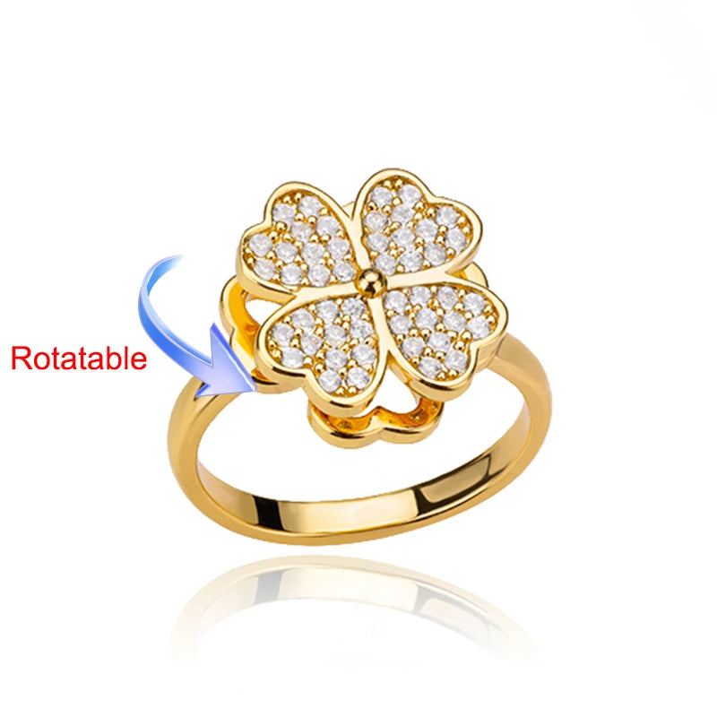 Four Clover Rotating Anxiety Rings