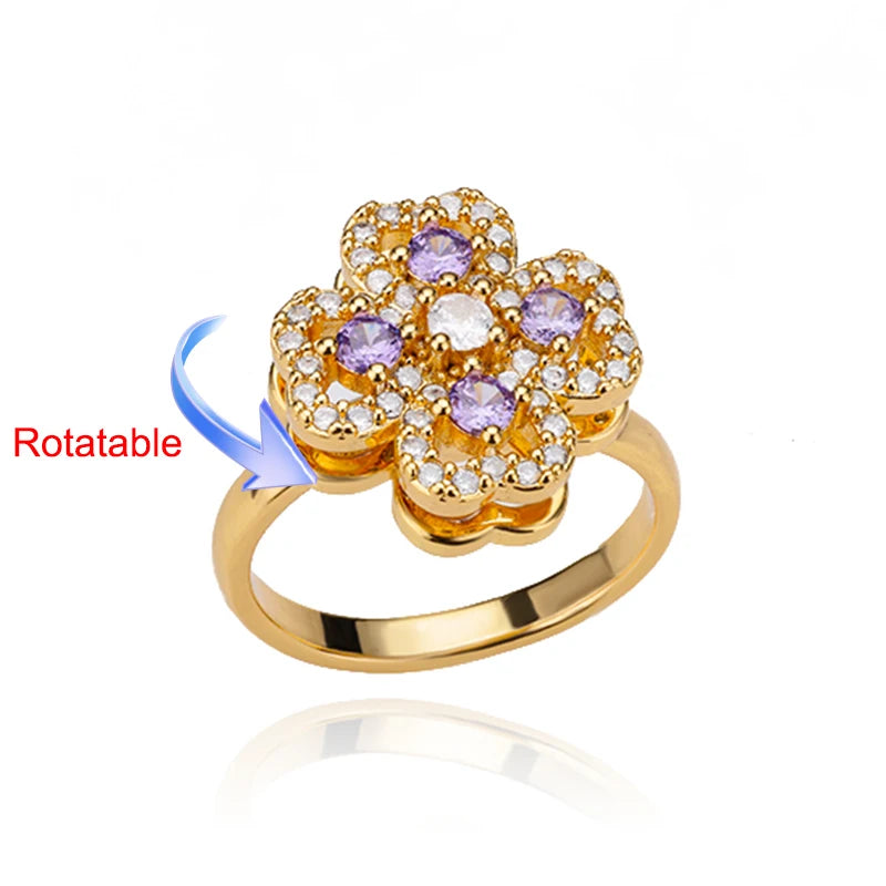 Four Clover Rotating Anxiety Rings