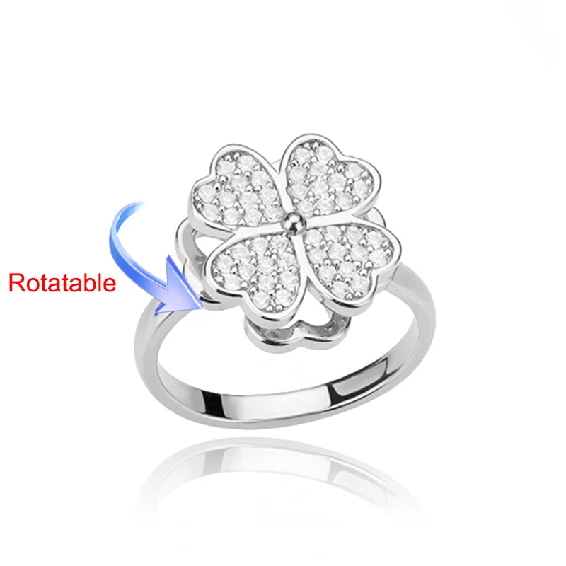 Four Clover Rotating Anxiety Rings
