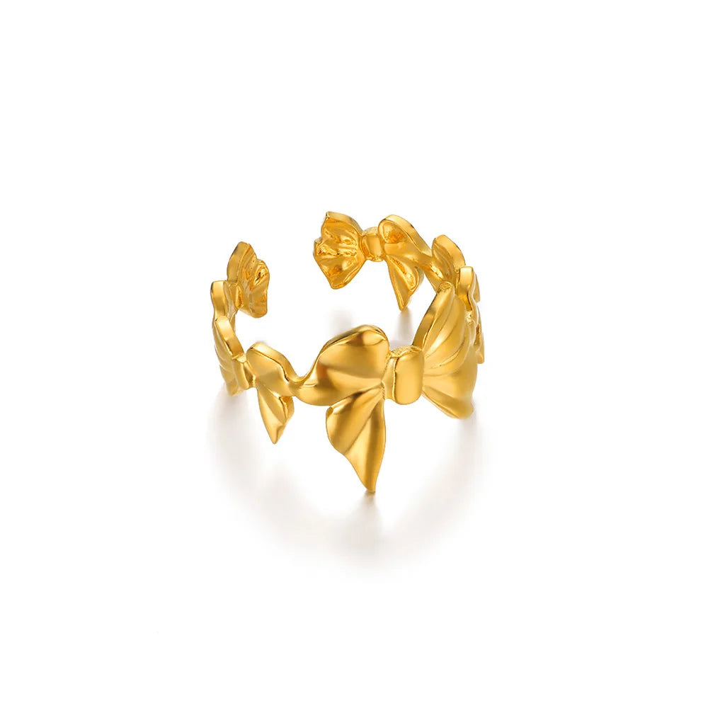Elegant Stainless Steel Big Bloom Flower Rings