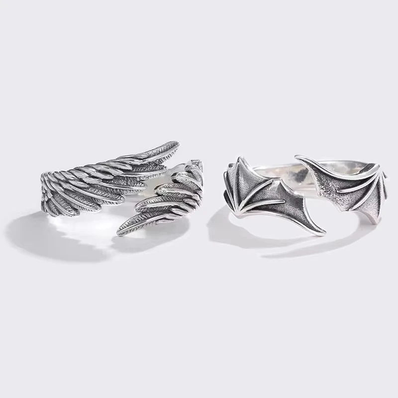 Vintage Angel Devil Wings Adjustable Rings