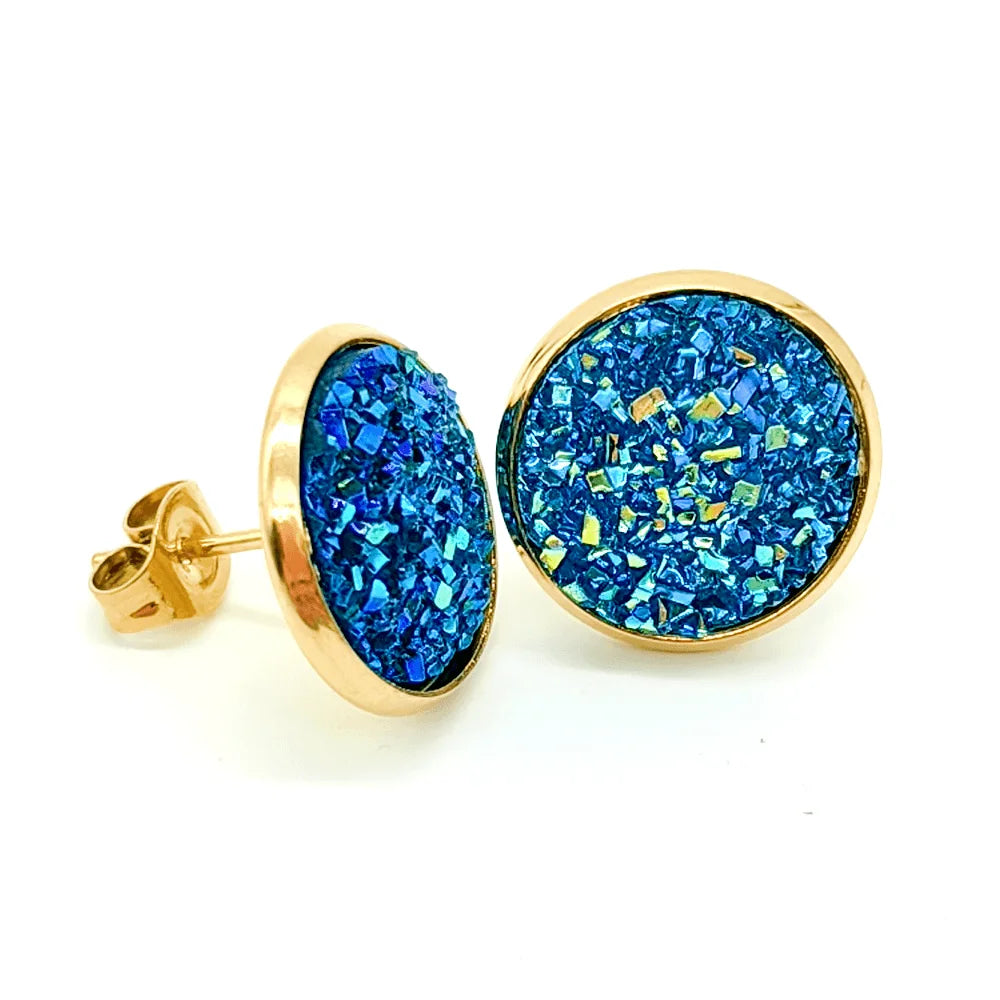 Gold Plated Artificial Druze Earrings