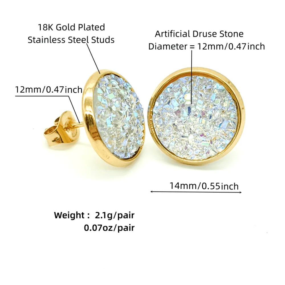 Gold Plated Artificial Druze Earrings