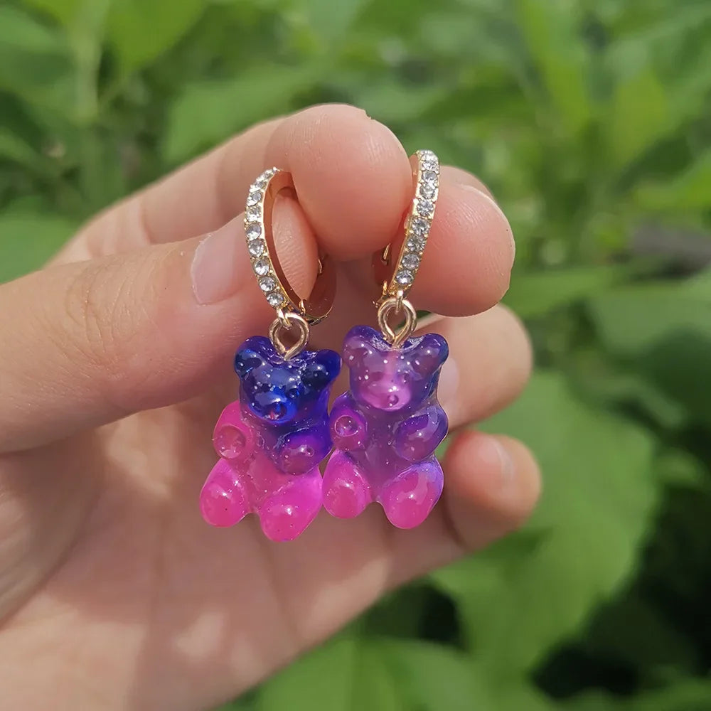 Cute Acrylic Candy Gummy Bear Dangle Earrings