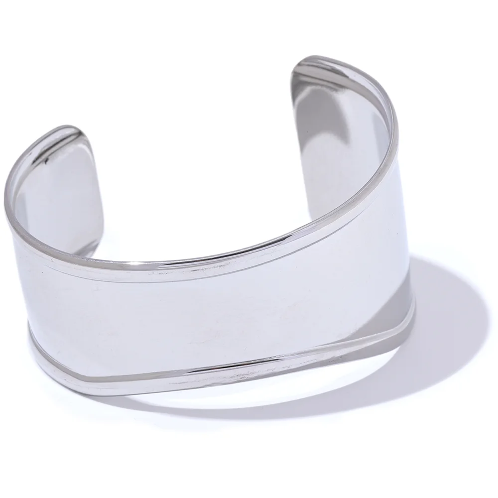Stainless Steel Metal Wide Cuff Open Bracelet