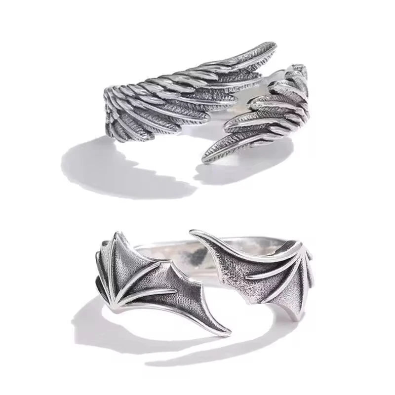 Vintage Angel Devil Wings Adjustable Rings