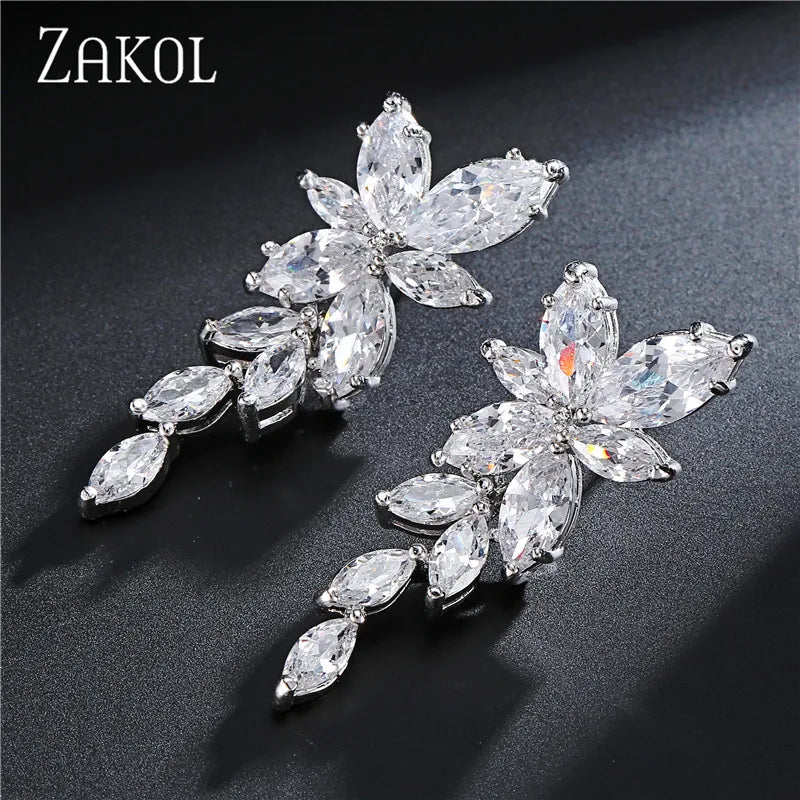 Leaf Zircon Earrings