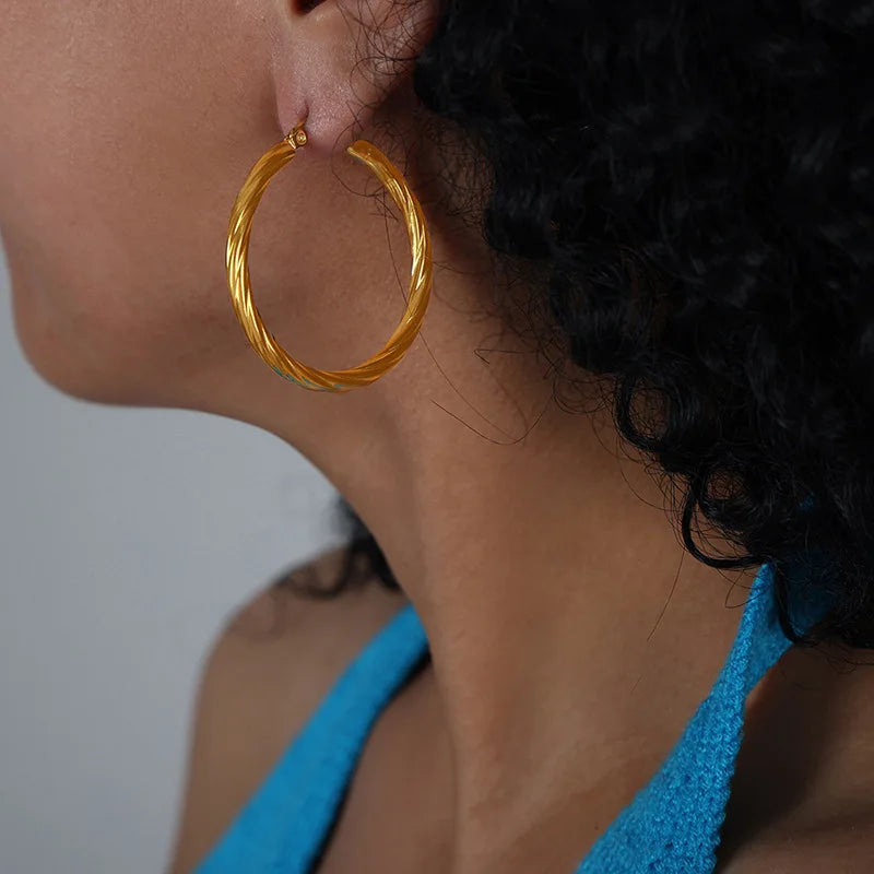Trendy Twisted Round Hoop Earrings