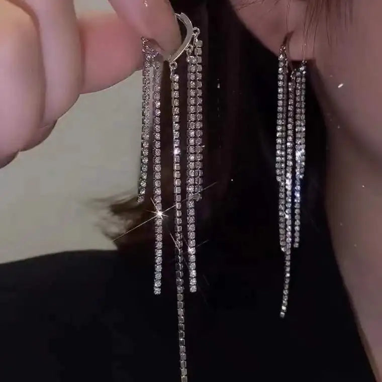 Zircon Butterfly Tassel Earrings