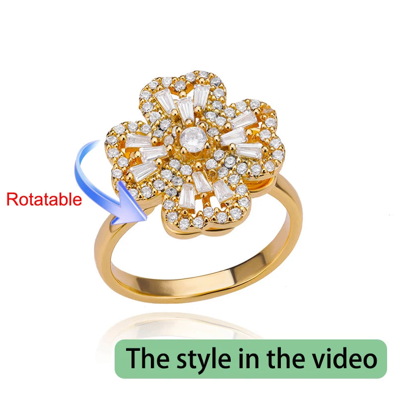 Four Clover Rotating Anxiety Rings