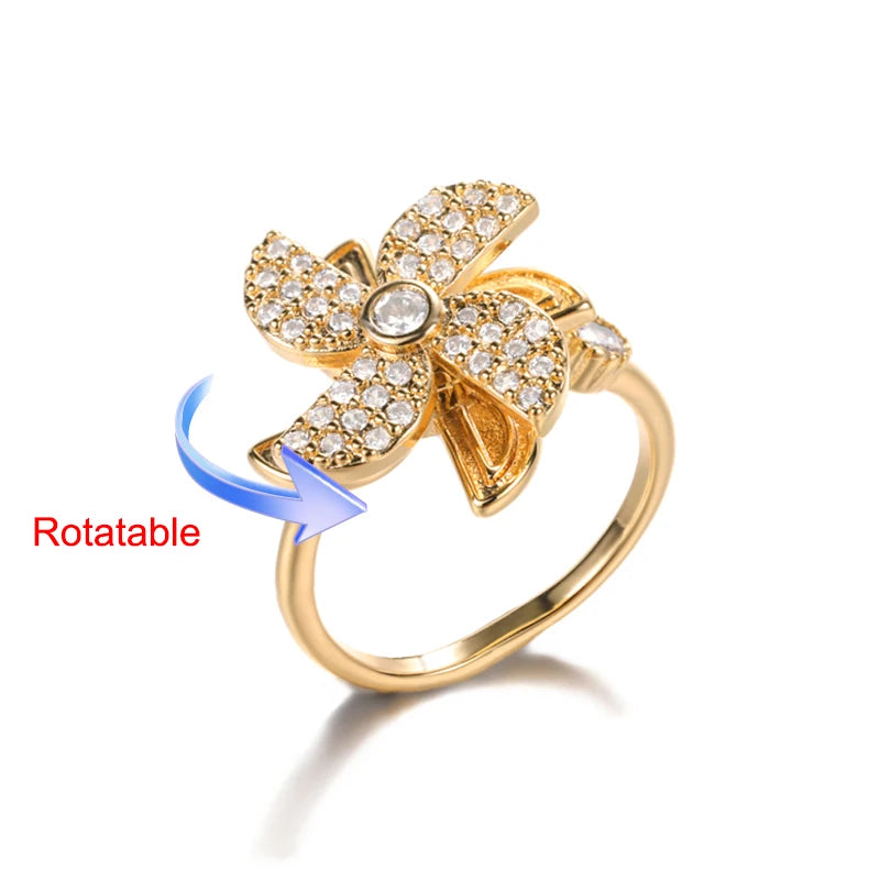 Four Clover Rotating Anxiety Rings