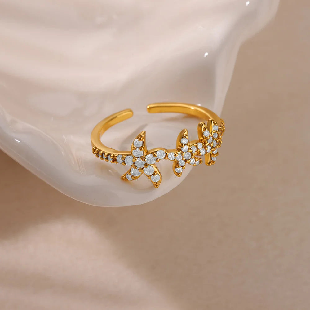 Starfish Shell Open Rings