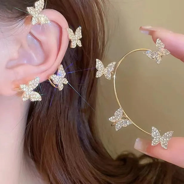 Silver Plated Metal Butterfly Ear Clips