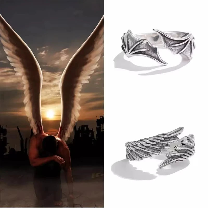 Vintage Angel Devil Wings Adjustable Rings