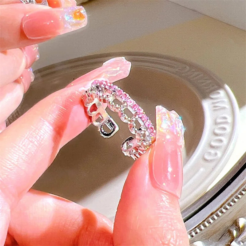 Love Heart Zircon Open Rings