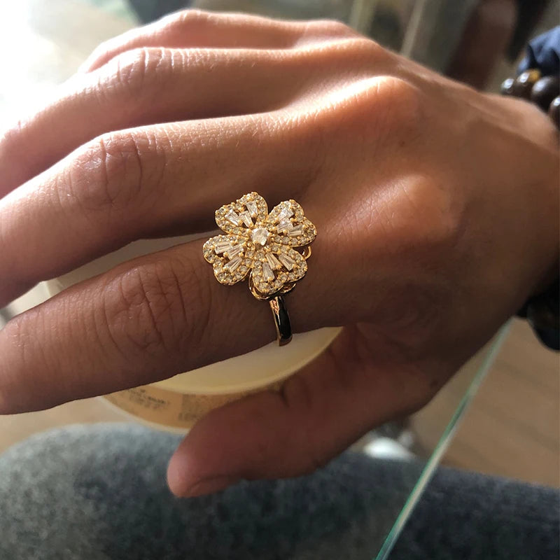 Four Clover Rotating Anxiety Rings