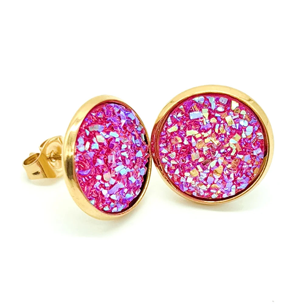 Gold Plated Artificial Druze Earrings
