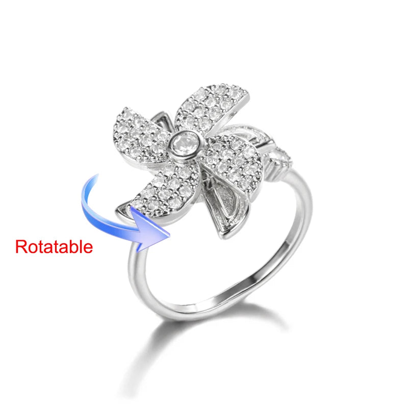 Four Clover Rotating Anxiety Rings