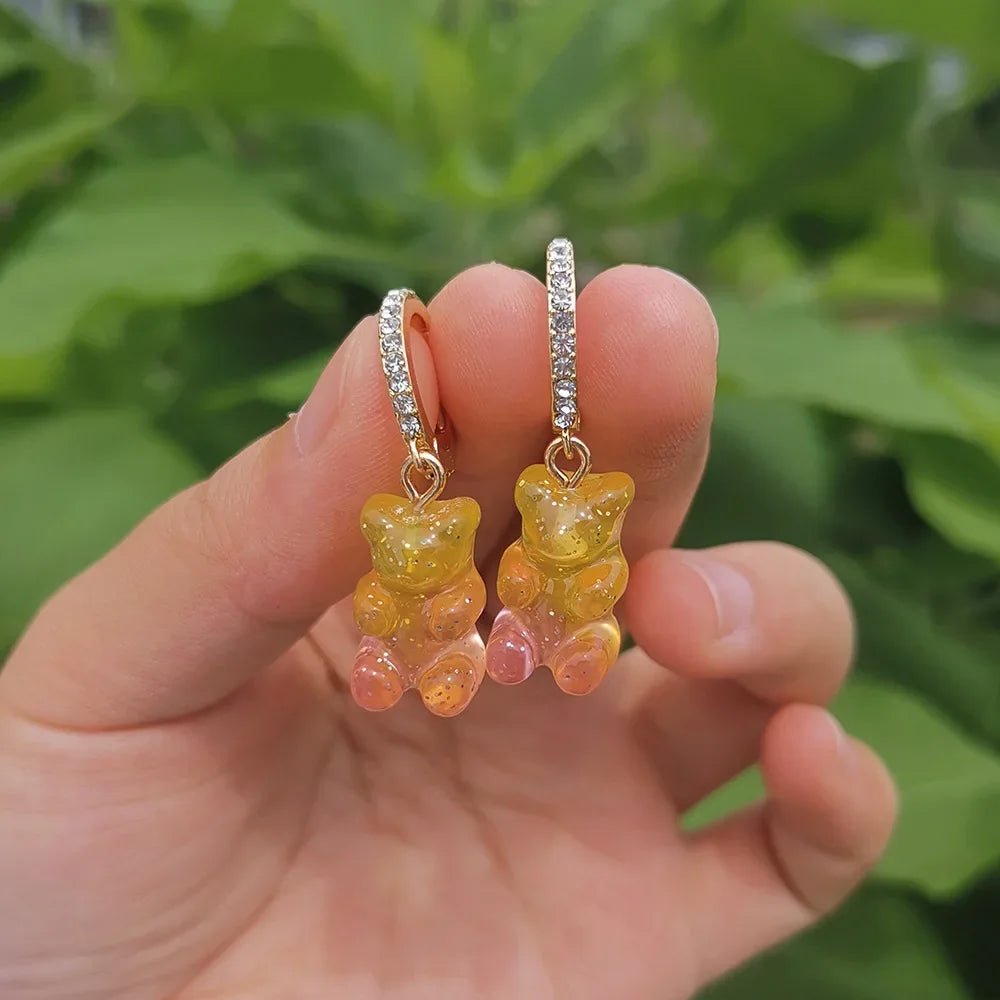 Cute Acrylic Candy Gummy Bear Dangle Earrings
