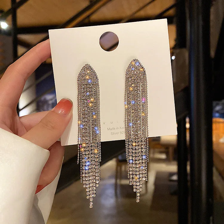 Zircon Butterfly Tassel Earrings