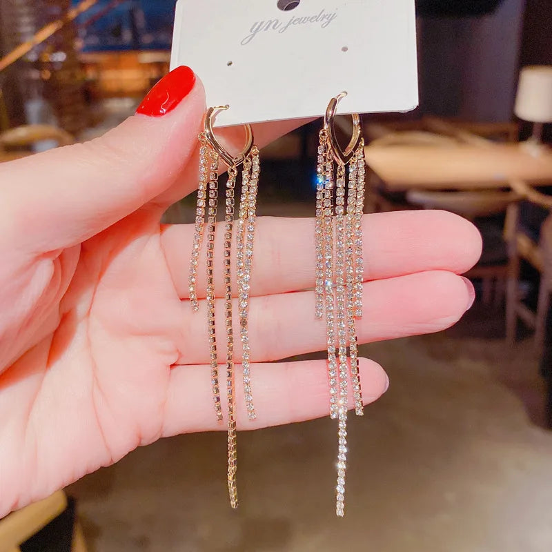 Zircon Butterfly Tassel Earrings