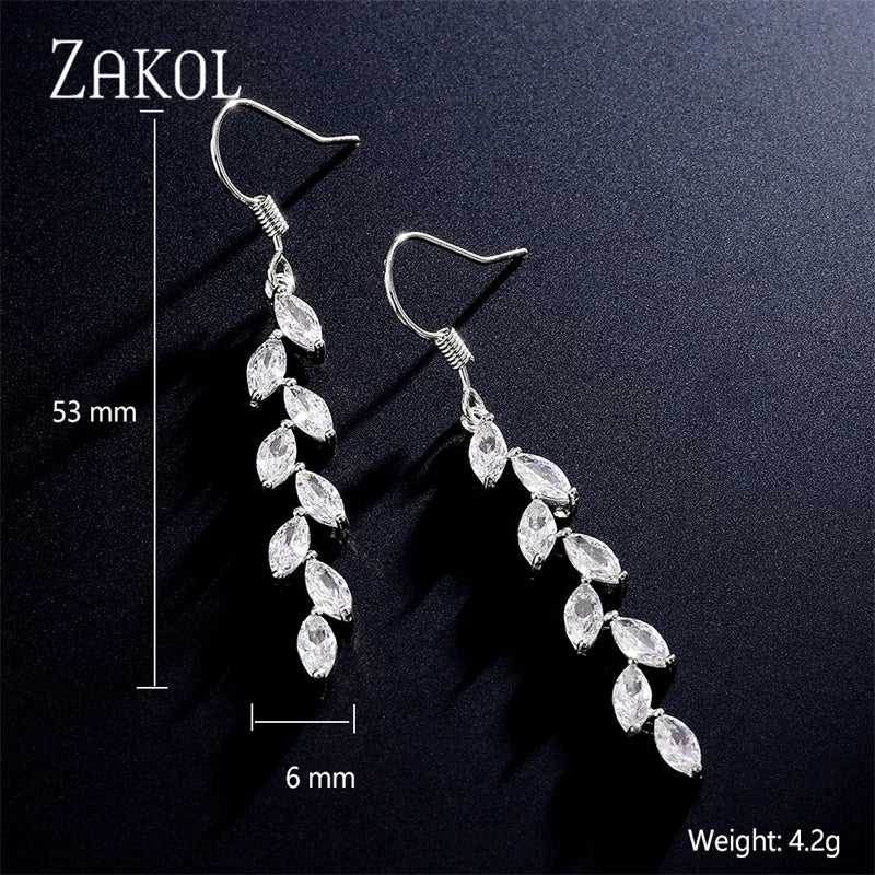 Leaf Zircon Earrings