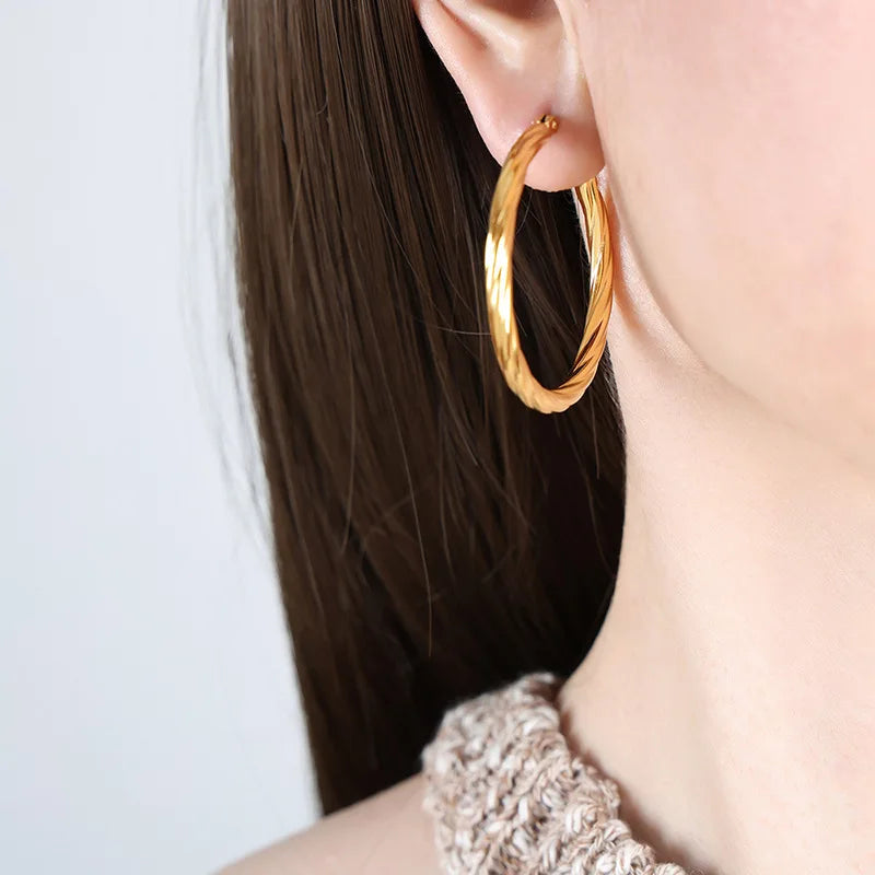 Trendy Twisted Round Hoop Earrings