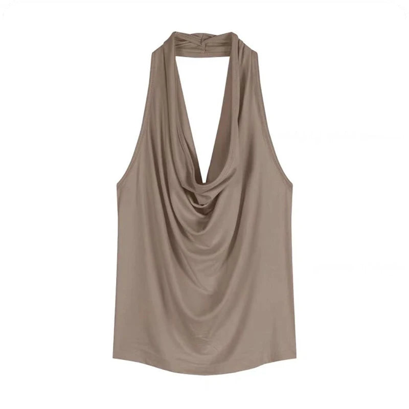Pure Swing Collar Halter Sleeveless Slim Tank Top