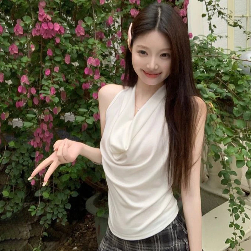 Pure Swing Collar Halter Sleeveless Slim Tank Top