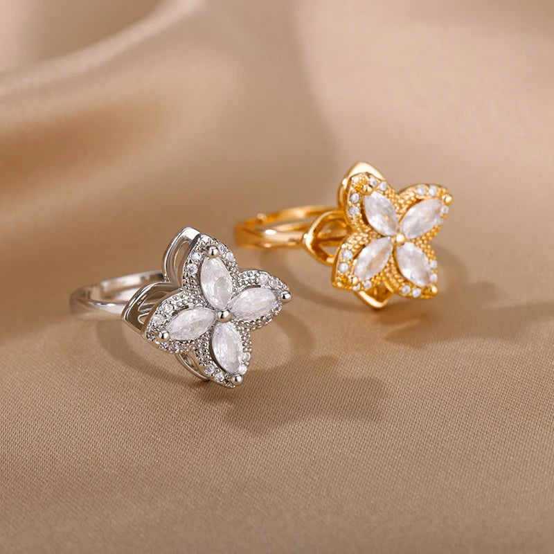 Four Clover Rotating Anxiety Rings