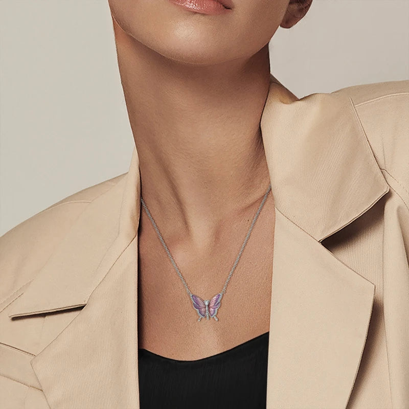 Zircon Heart Butterfly Simple Necklaces