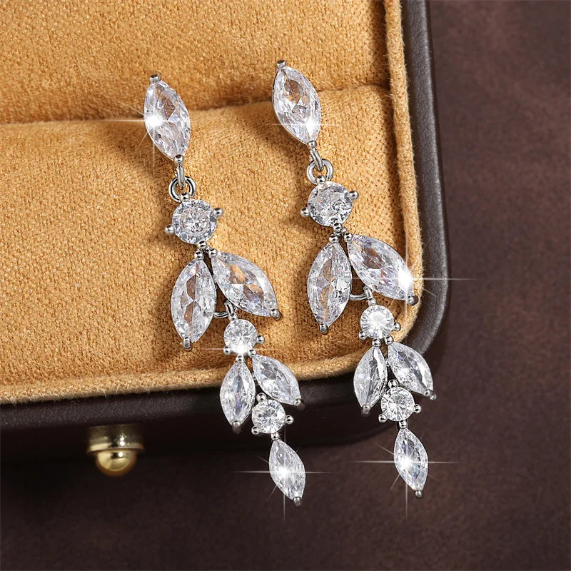 Leaf Zircon Earrings