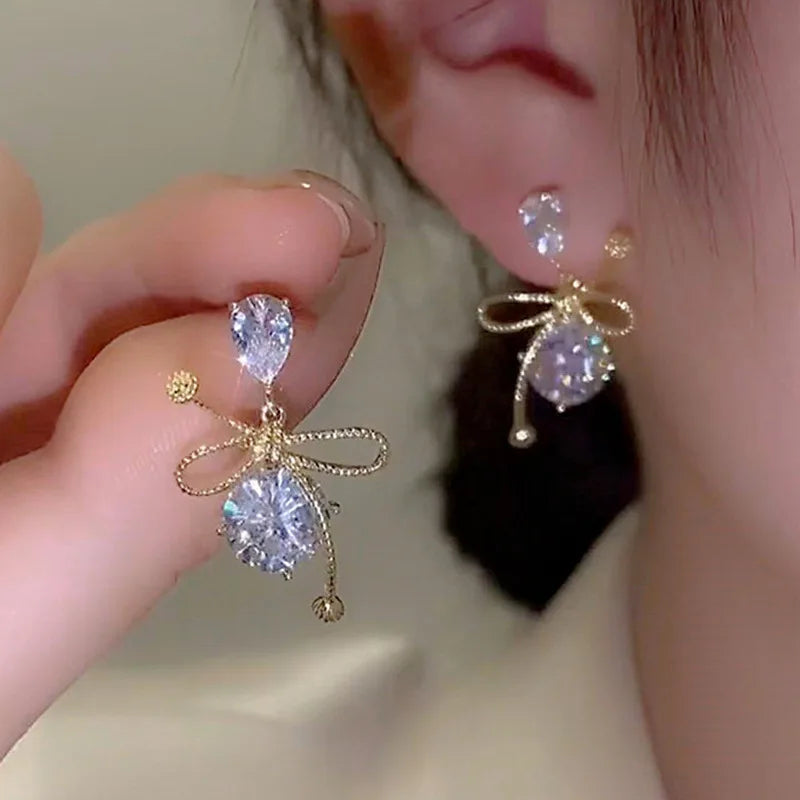 Zircon Butterfly Tassel Earrings