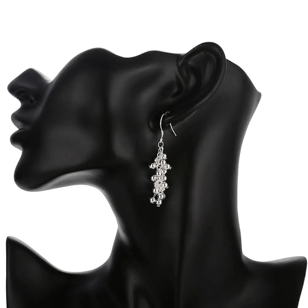 Silver color Creative Grape Beads Drop Earrings