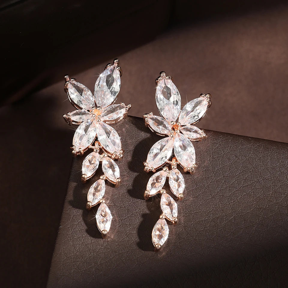 Leaf Zircon Earrings