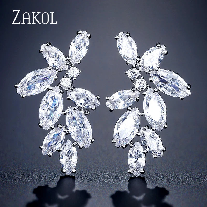 Leaf Zircon Earrings