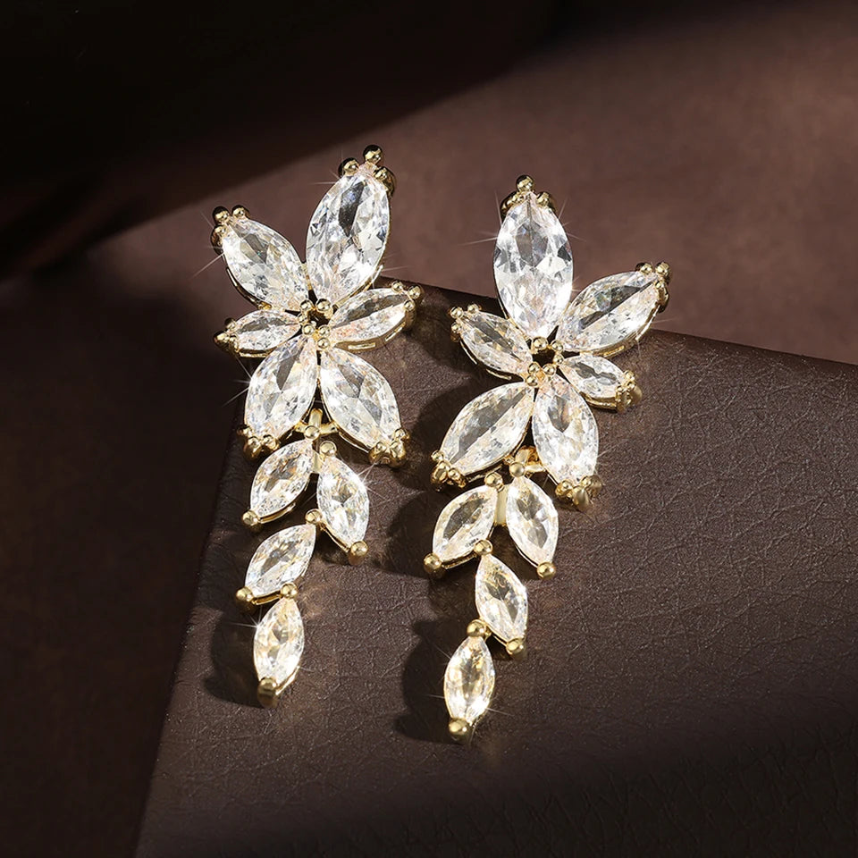 Leaf Zircon Earrings