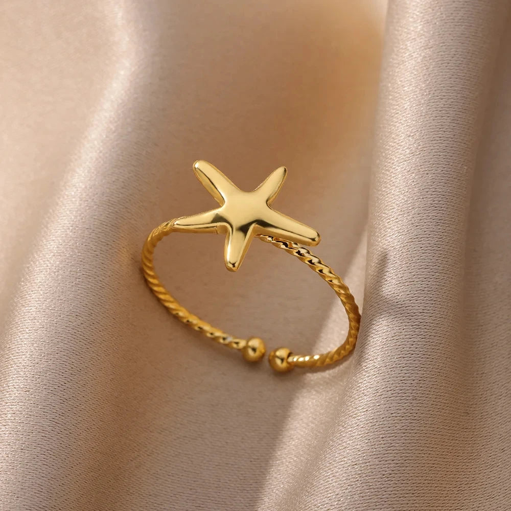 Starfish Shell Open Rings