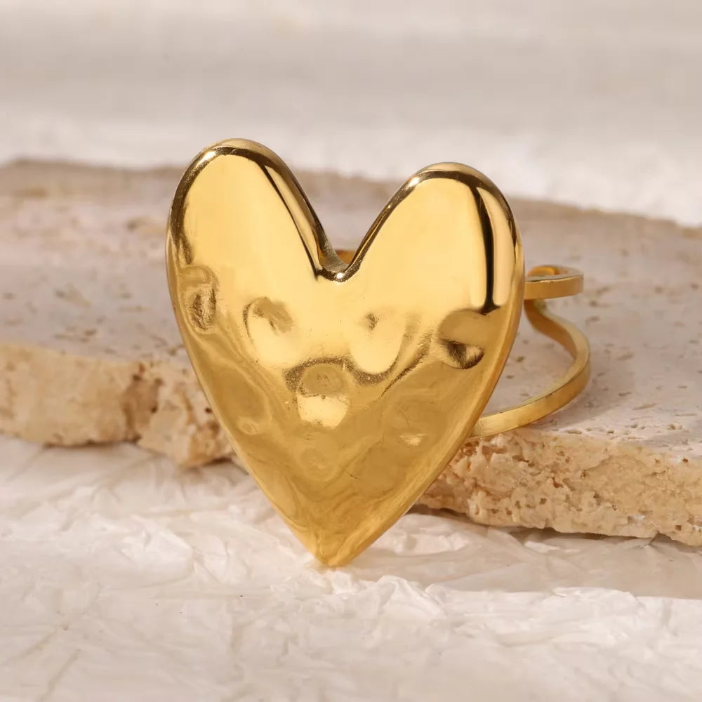 Elegant Stainless Steel Big Bloom Flower Rings
