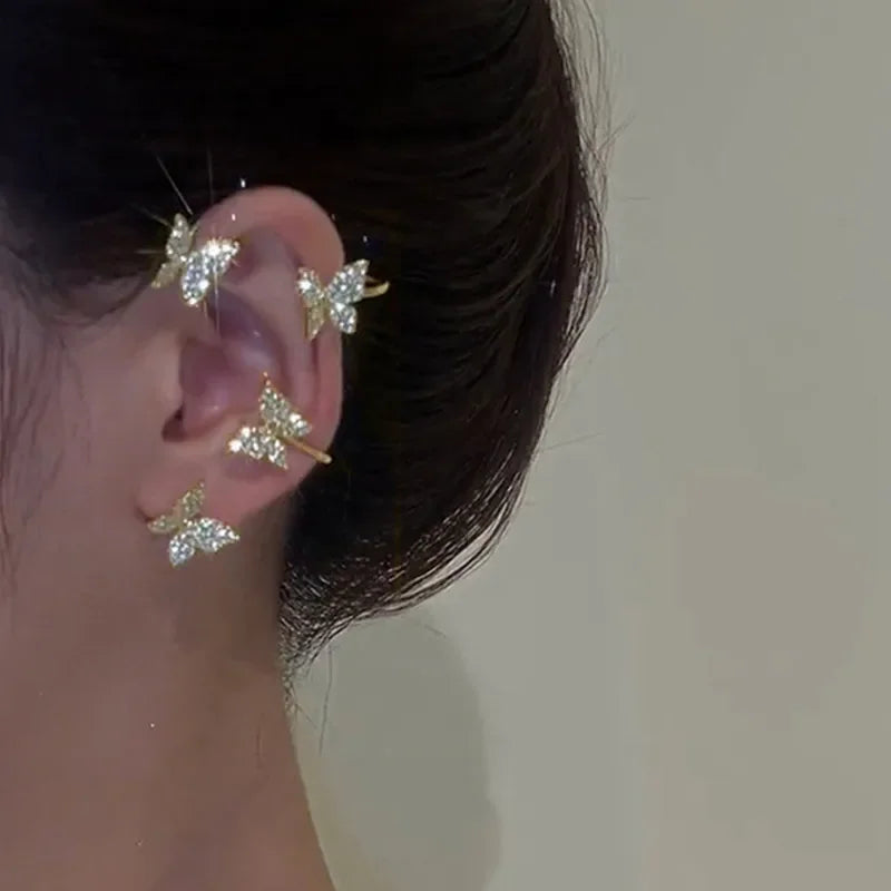 Silver Plated Metal Butterfly Ear Clips