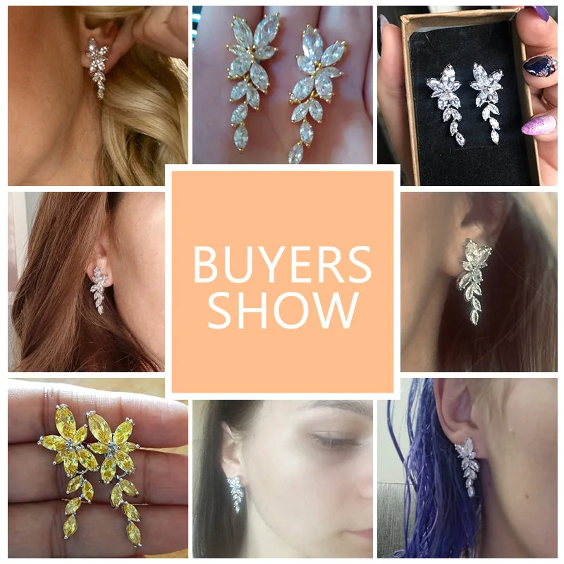 Leaf Zircon Earrings