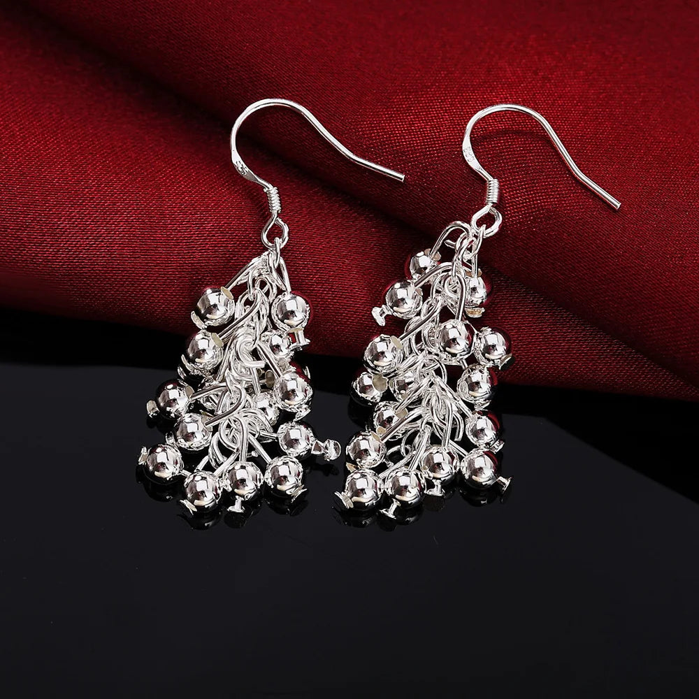 Silver color Creative Grape Beads Drop Earrings