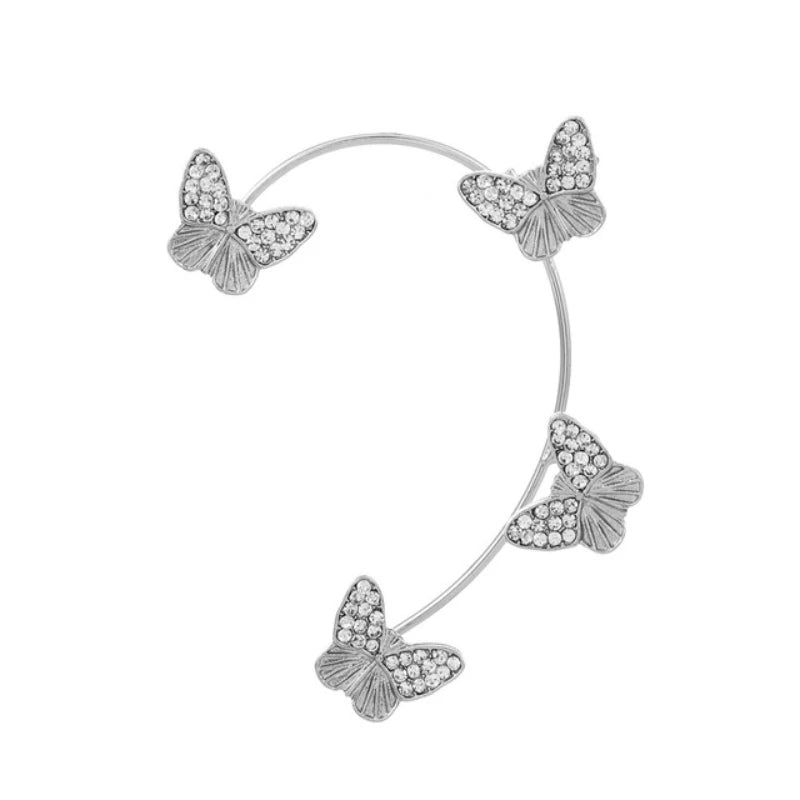 Silver Plated Metal Butterfly Ear Clips