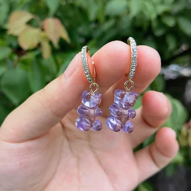 Cute Acrylic Candy Gummy Bear Dangle Earrings