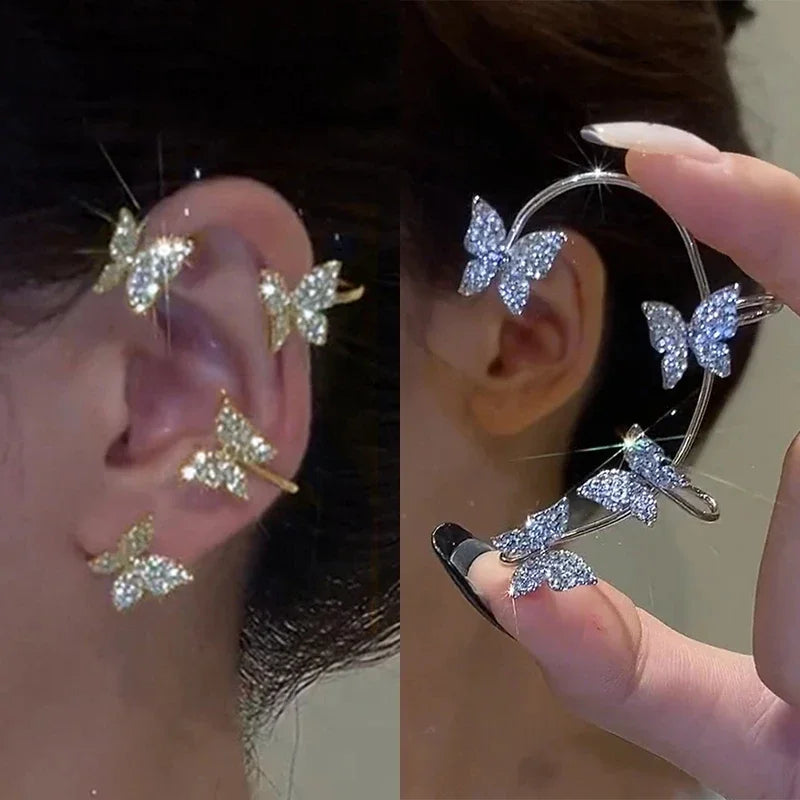 Silver Plated Metal Butterfly Ear Clips