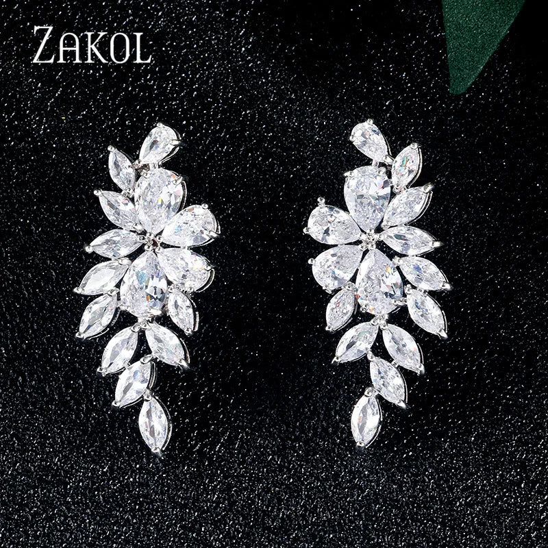 Leaf Zircon Earrings