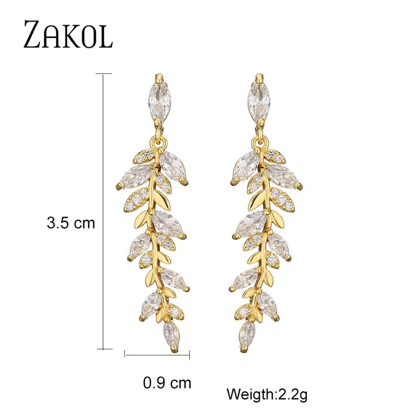Leaf Zircon Earrings