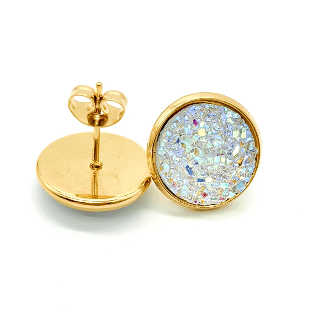Gold Plated Artificial Druze Earrings